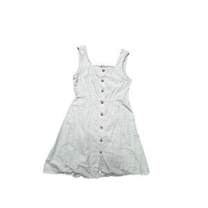 Girls Size 14/16 Cream Button Front Dress Cotton Pinafore Style